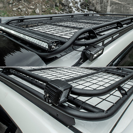Багажник стальной серии LE для Toyota Land Cruiser 200 с рейлингами